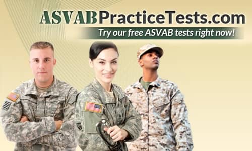 Logo for ASVAB Practice Tests with 3 U.S. Soldiers